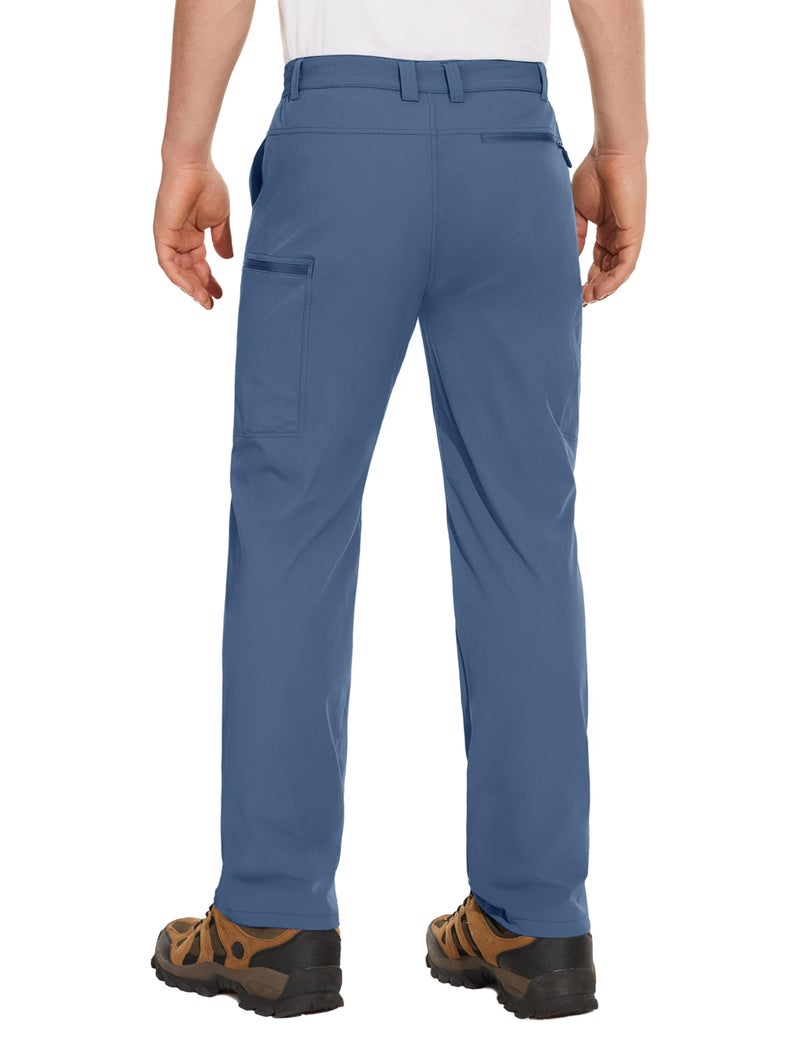 MAGCOMSEN Hiking Pants for Men Stretch Breathable Elastic Waist Work Pants with 6 Pockets Travel Fishing Blue Grey - Image 2